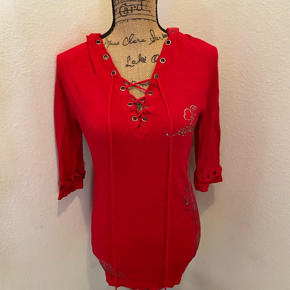 Ed Hardy Dragon Red Sweater Tie front